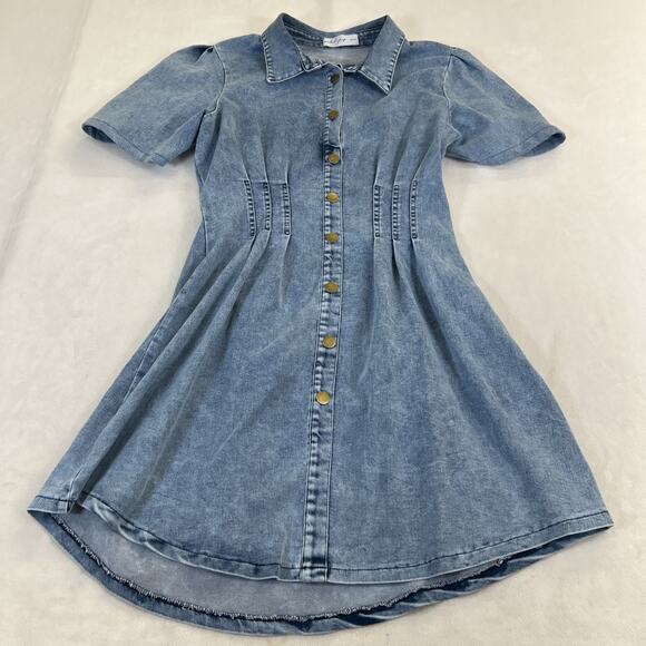 Petal & Pup Womens Acid Wash Denim Mini Dress Size Medium Benefits Charity - Picture 1 of 7